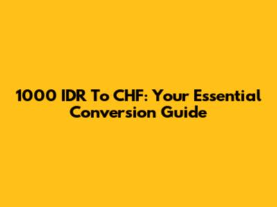 1000 IDR To CHF: Your Essential Conversion Guide