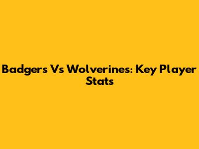 Badgers Vs Wolverines: Key Player Stats