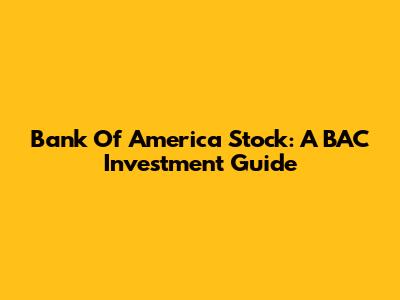 Bank Of America Stock: A BAC Investment Guide
