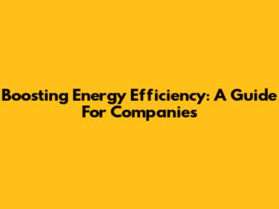 Boosting Energy Efficiency: A Guide For Companies