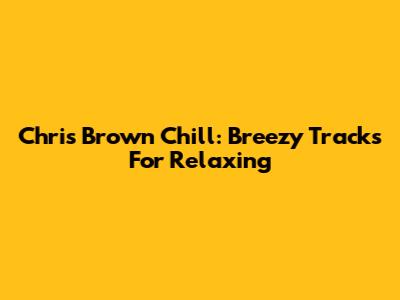 Chris Brown Chill: Breezy Tracks For Relaxing