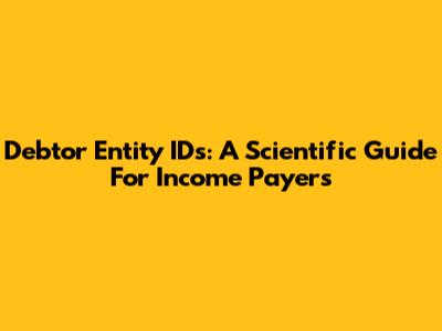 Debtor Entity IDs: A Scientific Guide For Income Payers