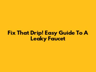 Fix That Drip! Easy Guide To A Leaky Faucet