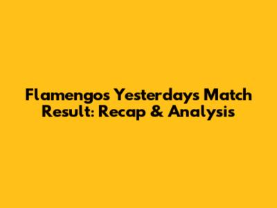 Flamengo's Yesterday's Match Result: Recap & Analysis