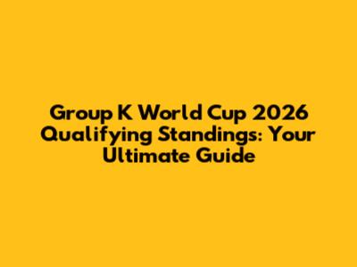 Group K World Cup 2026 Qualifying Standings: Your Ultimate Guide