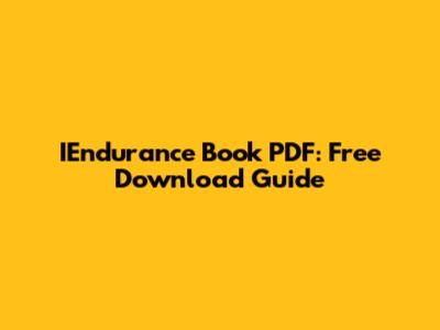IEndurance Book PDF: Free Download Guide