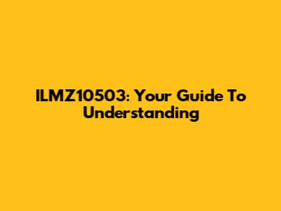 ILMZ10503: Your Guide To Understanding