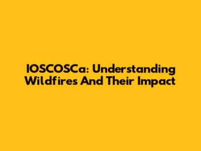 IOSCOSCa: Understanding Wildfires And Their Impact