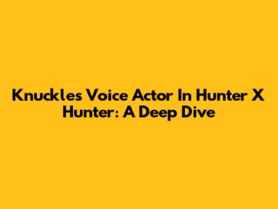 Knuckles' Voice Actor In Hunter X Hunter: A Deep Dive