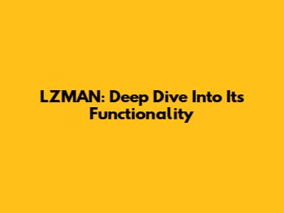 LZMAN: Deep Dive Into Its Functionality