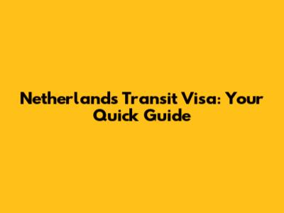 Netherlands Transit Visa: Your Quick Guide
