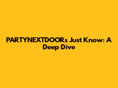 PARTYNEXTDOOR's Just Know: A Deep Dive