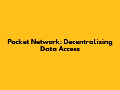 Pocket Network: Decentralizing Data Access