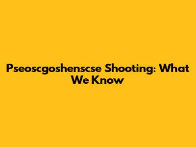 Pseoscgoshenscse Shooting: What We Know