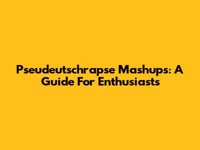 Pseudeutschrapse Mashups: A Guide For Enthusiasts