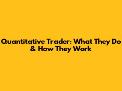 Quantitative Trader: What They Do & How They Work