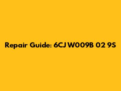 Repair Guide: 6CJ W009B 02 9S