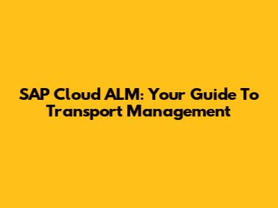 SAP Cloud ALM: Your Guide To Transport Management