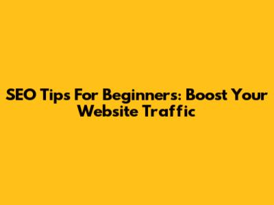 SEO Tips For Beginners: Boost Your Website Traffic