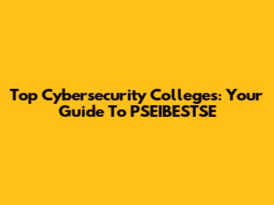 Top Cybersecurity Colleges: Your Guide To PSEIBESTSE
