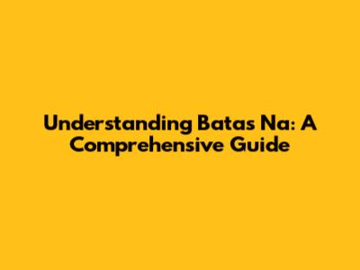 Understanding 'Batas Na': A Comprehensive Guide