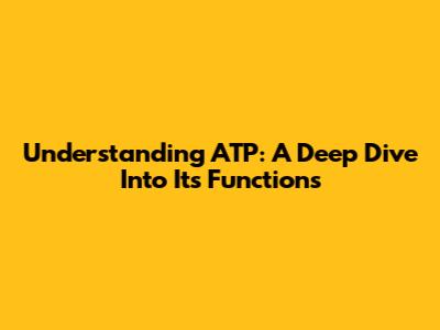 Understanding ATP: A Deep Dive Into Its Functions