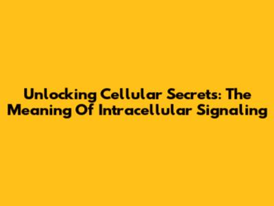 Unlocking Cellular Secrets: The Meaning Of Intracellular Signaling