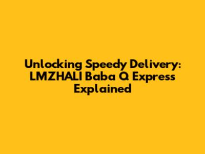 Unlocking Speedy Delivery: LMZHALI Baba Q Express Explained