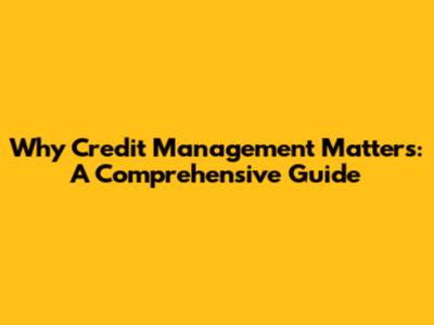 Why Credit Management Matters: A Comprehensive Guide
