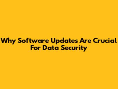 Why Software Updates Are Crucial For Data Security