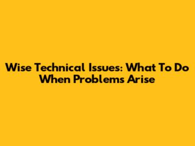 Wise Technical Issues: What To Do When Problems Arise